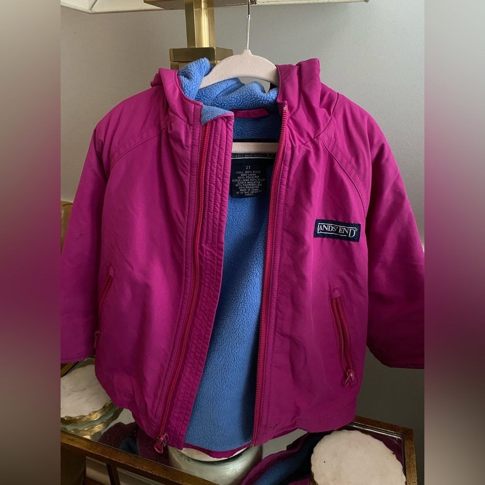 Girl’s 2T Land’s End hooded jacket with fleece.
